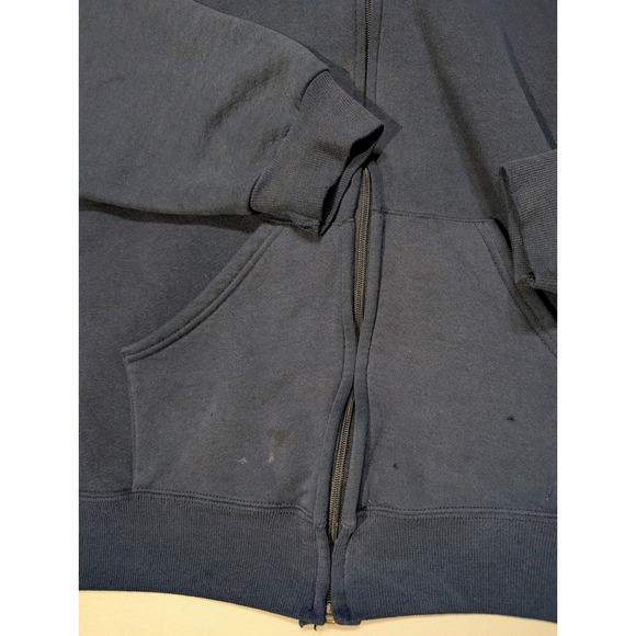 Russell Athletic Mens 2XL Navy Blue Zip Up Hoodie Sweatshirt Vintage - Picture 3 of 9